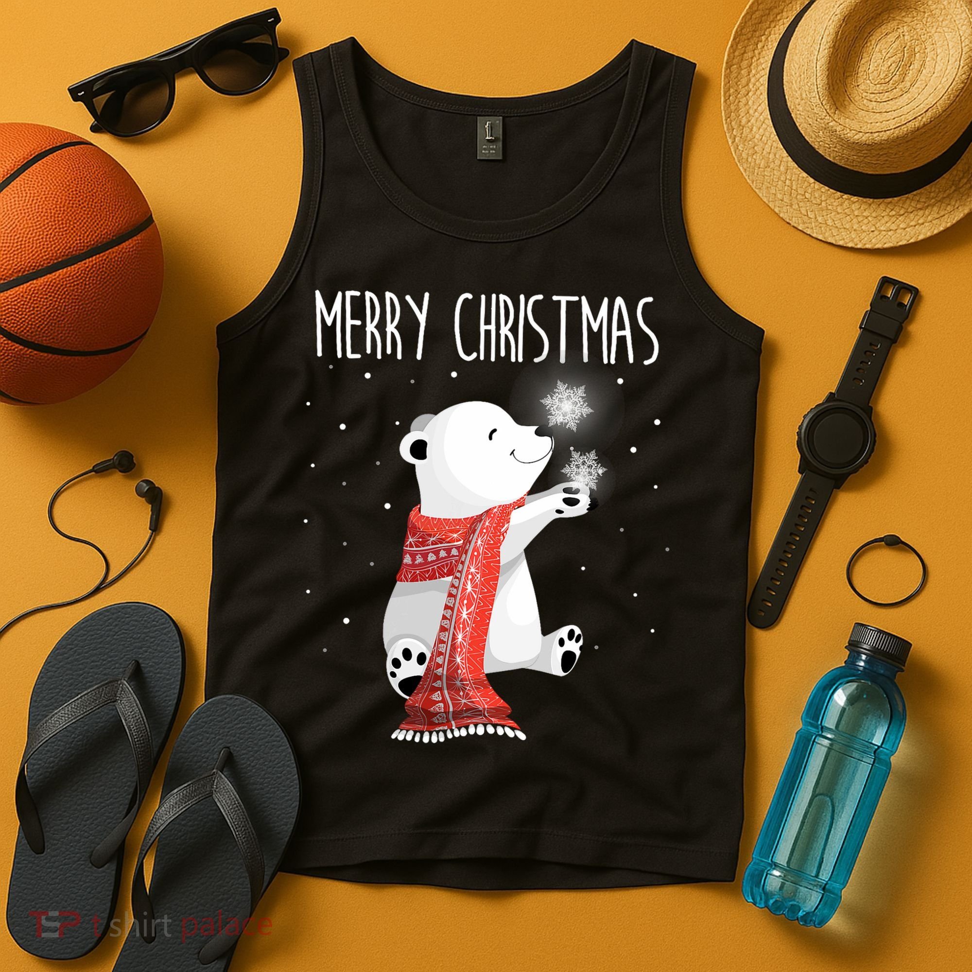 Cute Polar Bear Scarf Merry Christmas Xmas Holidays Gift Tank Top