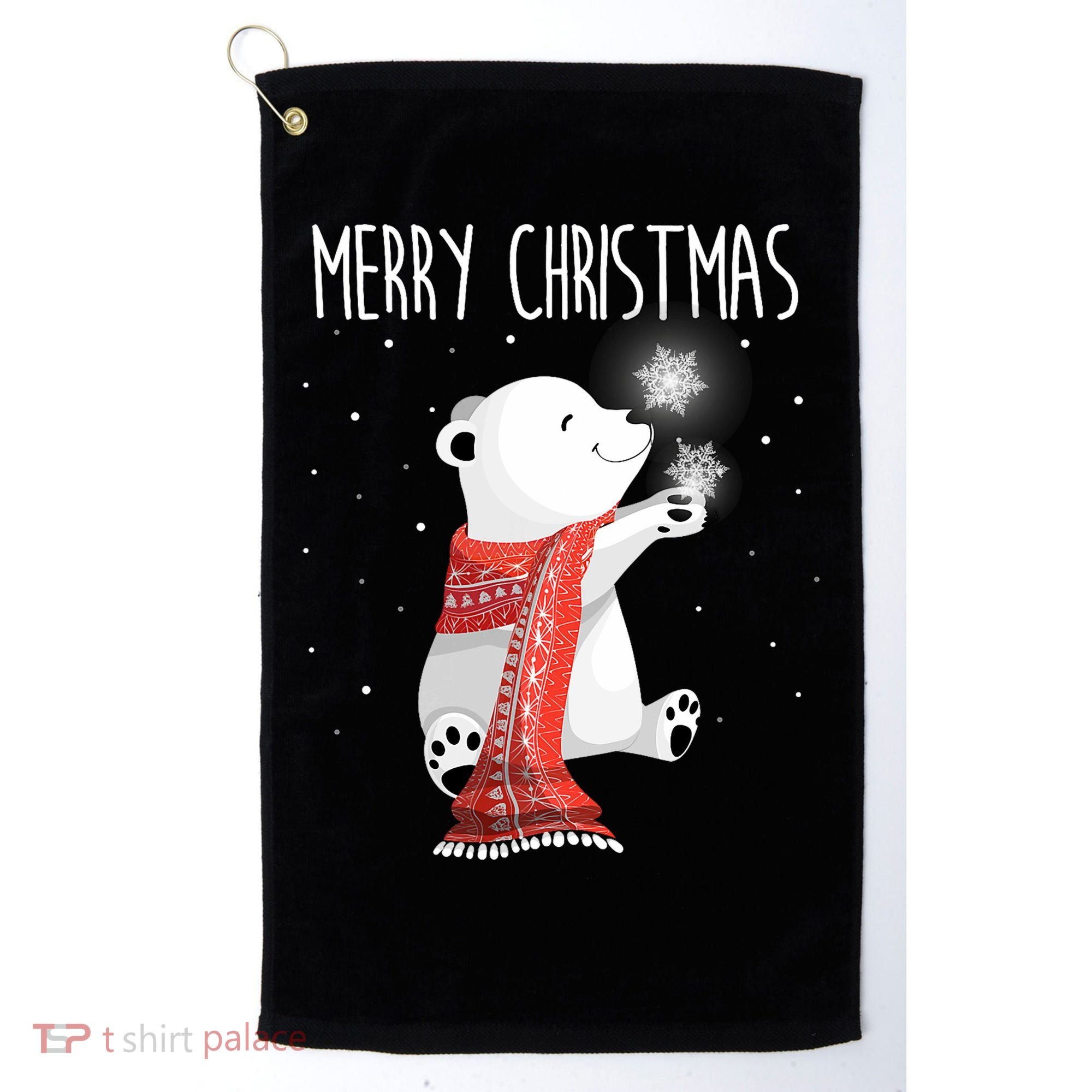 Cute Polar Bear Scarf Merry Christmas Xmas Holidays Gift Golf Towel