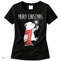 Cute Polar Bear Scarf Merry Christmas Xmas Holidays Gift Women's T-Shirt thumb 0