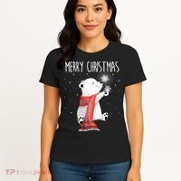 Cute Polar Bear Scarf Merry Christmas Xmas Holidays Gift Women's T-Shirt thumb 4