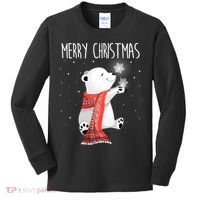 Cute Polar Bear Scarf Merry Christmas Xmas Holidays Gift Kids Long Sleeve Shirt thumb 0