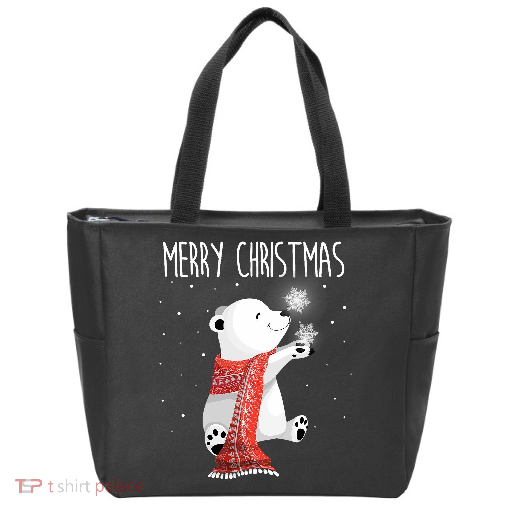 Cute Polar Bear Scarf Merry Christmas Xmas Holidays Gift Tote Bag
