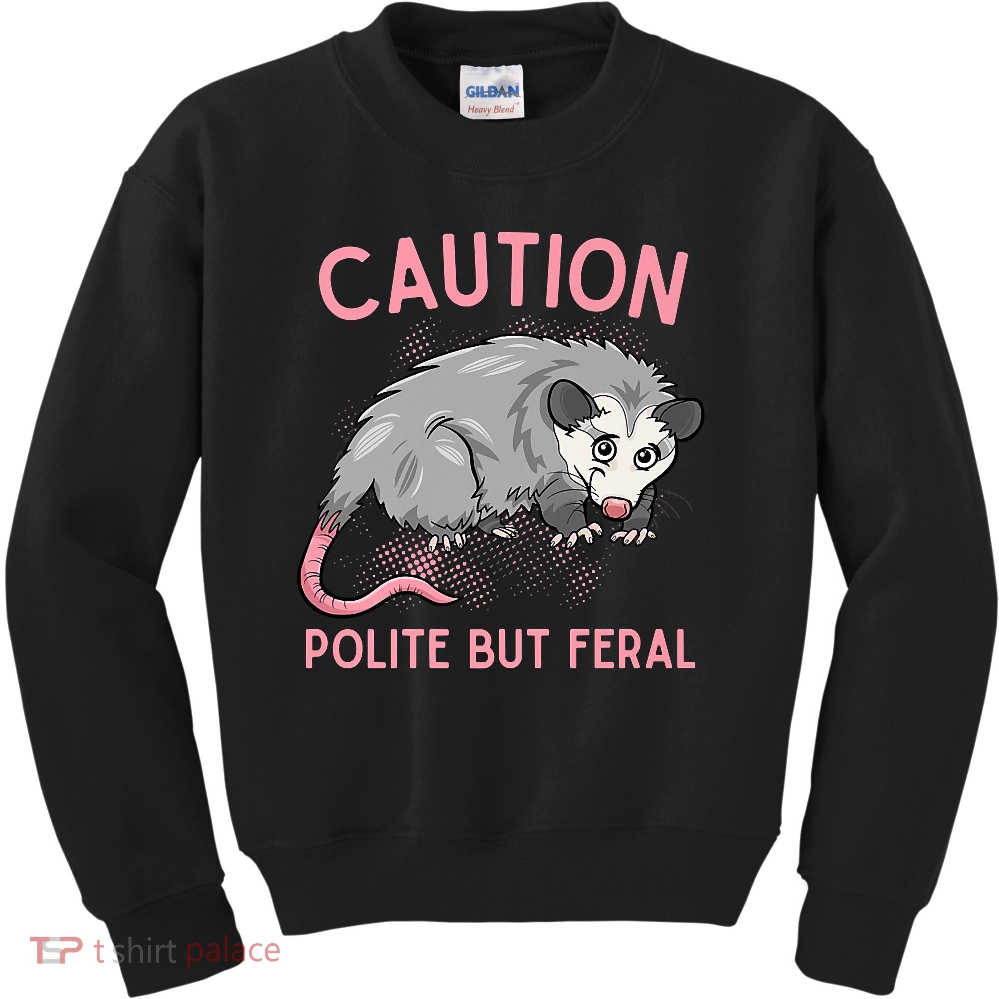 CAUTION POLITE BUT FERAL Funny Opossum Kids Sweatshirt