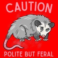 CAUTION POLITE BUT FERAL Funny Opossum Santa Hat thumb 1