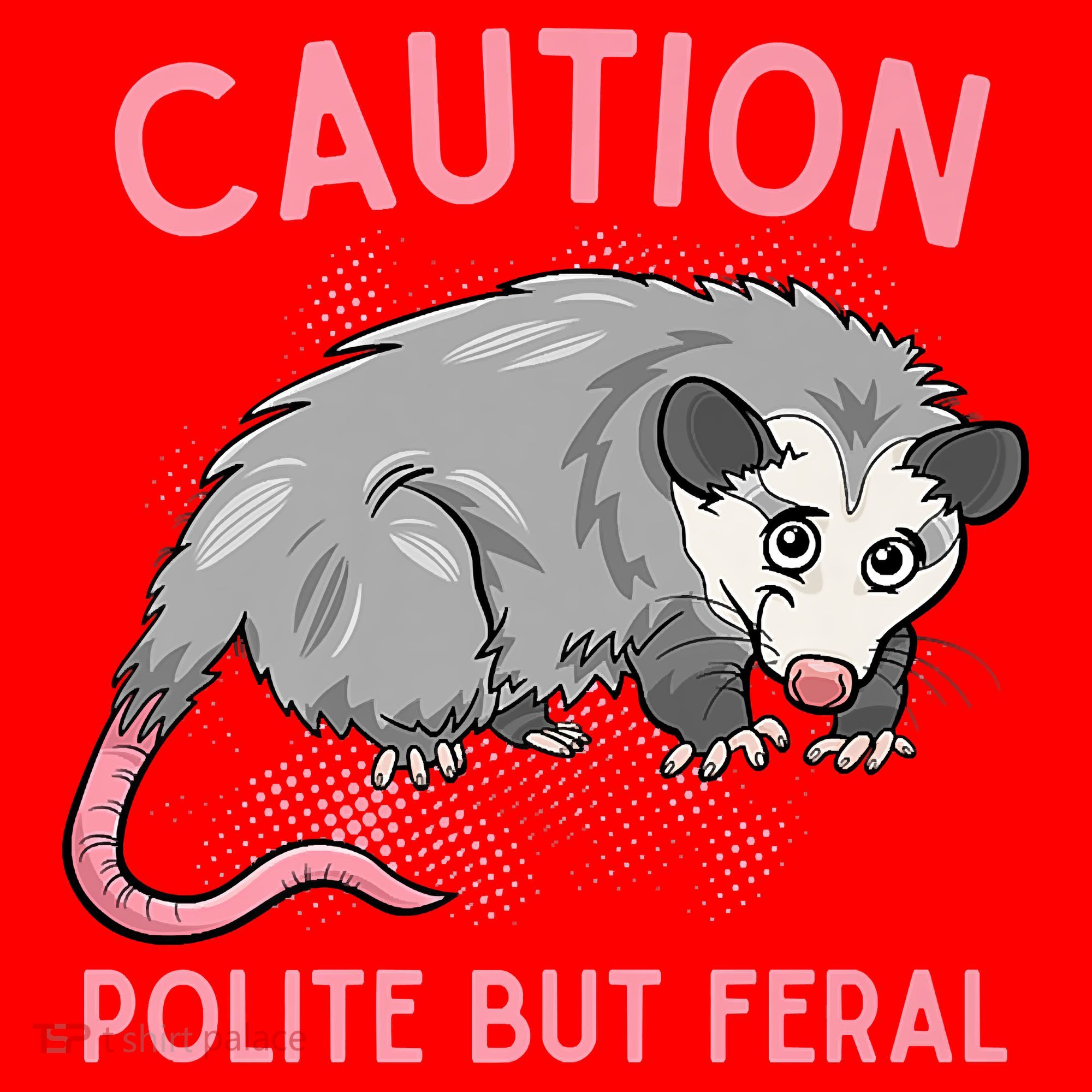 CAUTION POLITE BUT FERAL Funny Opossum Santa Hat