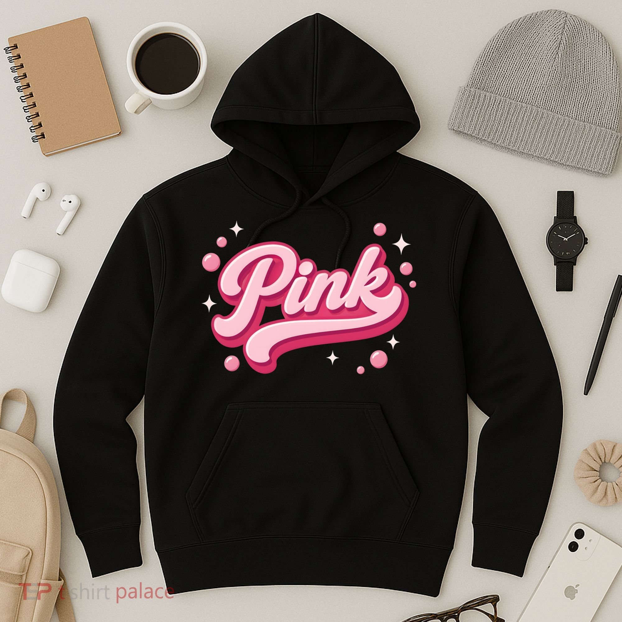 Cute Pink Bubble Logo Hoodie