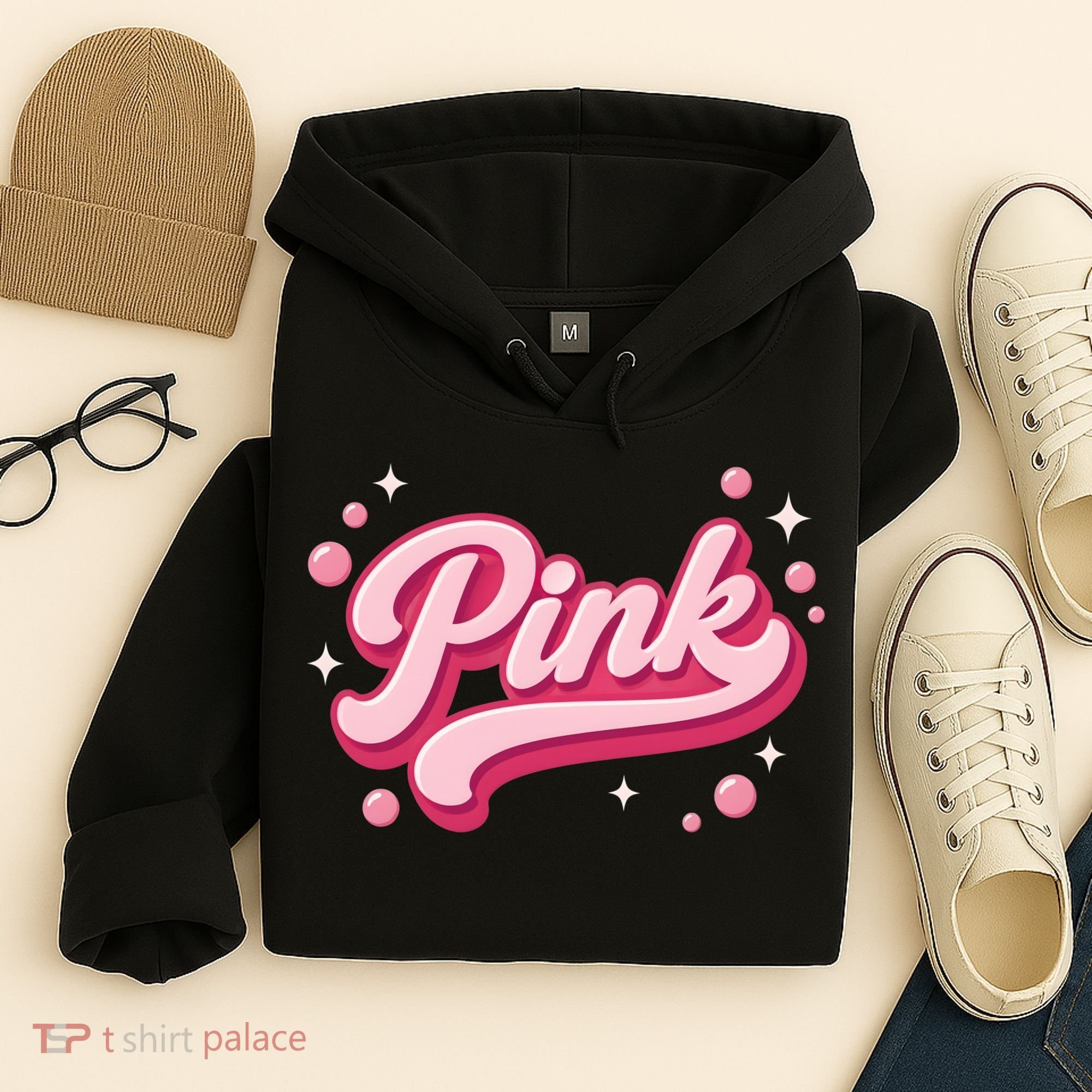 Cute Pink Bubble Logo Hoodie