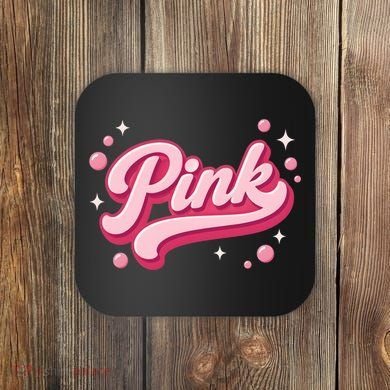 Cute Pink Bubble Logo Coaster