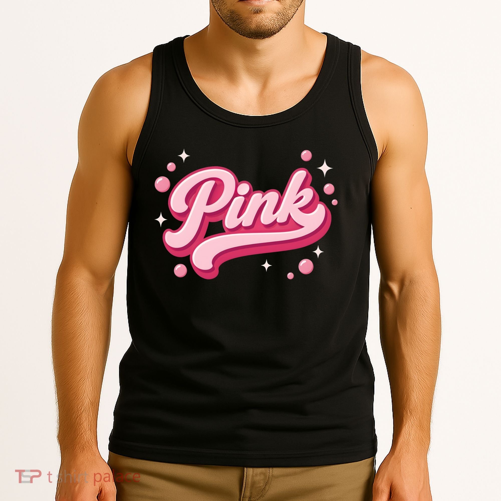 Cute Pink Bubble Logo Tank Top