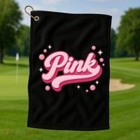 Cute Pink Bubble Logo Golf Towel thumb 1