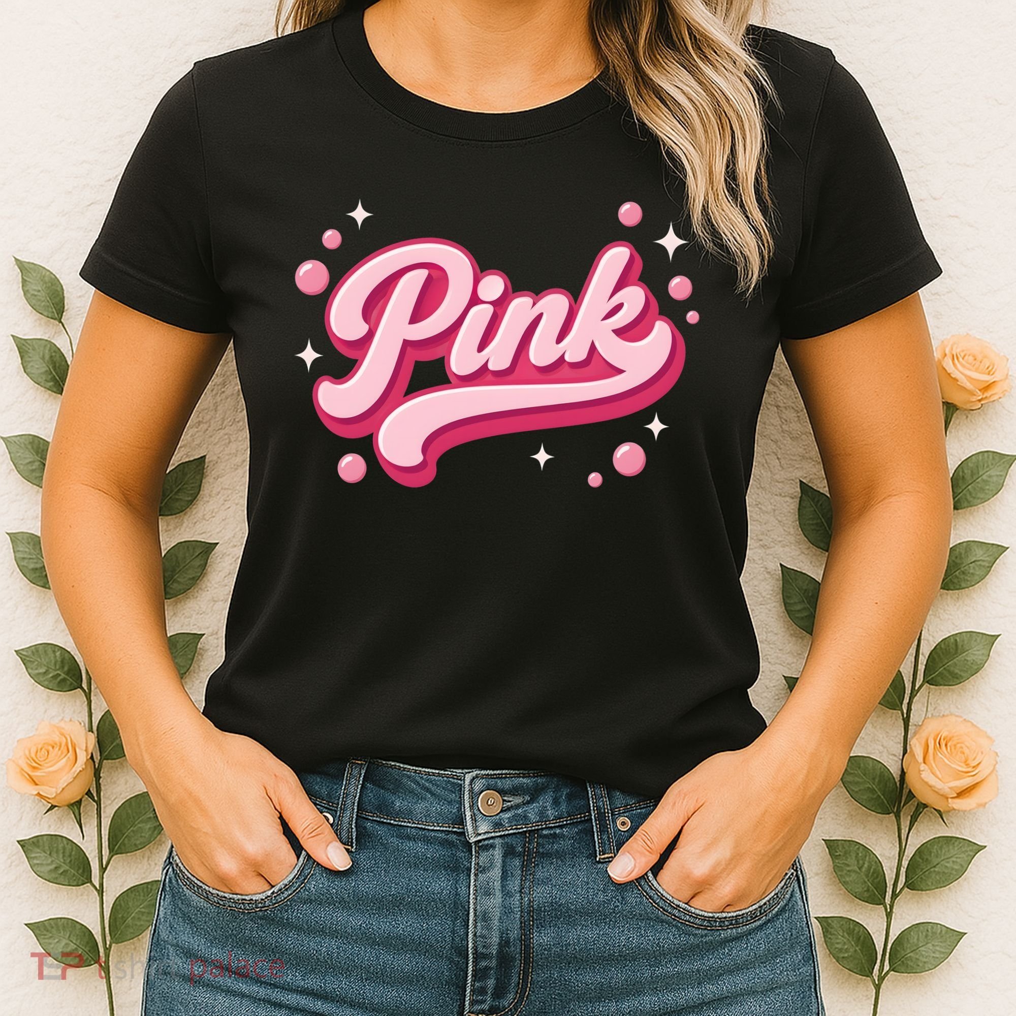 Cute Pink Bubble Logo Women's T-Shirt