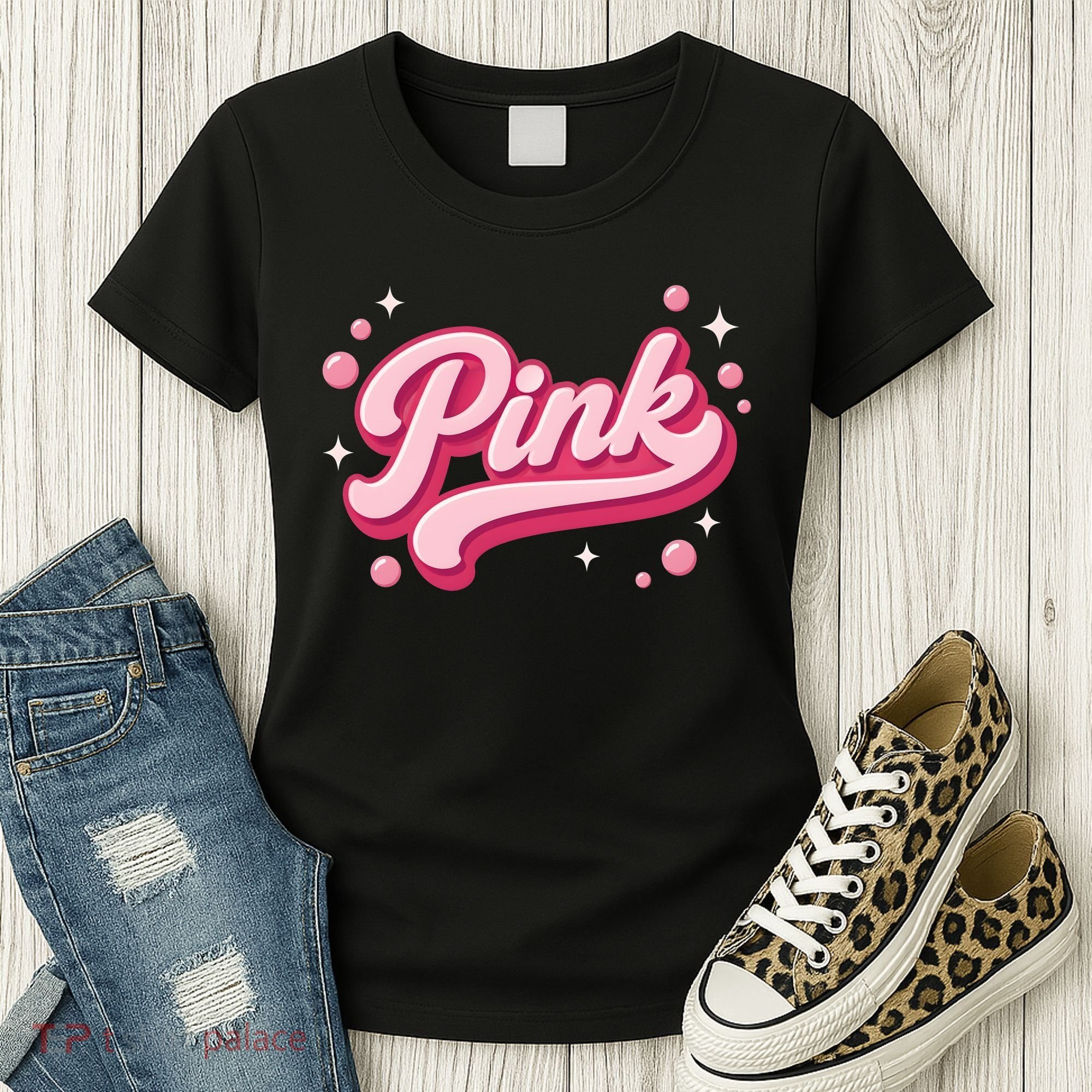 Cute Pink Bubble Logo Women's T-Shirt