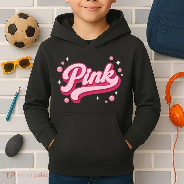 Cute Pink Bubble Logo Kids Hoodie