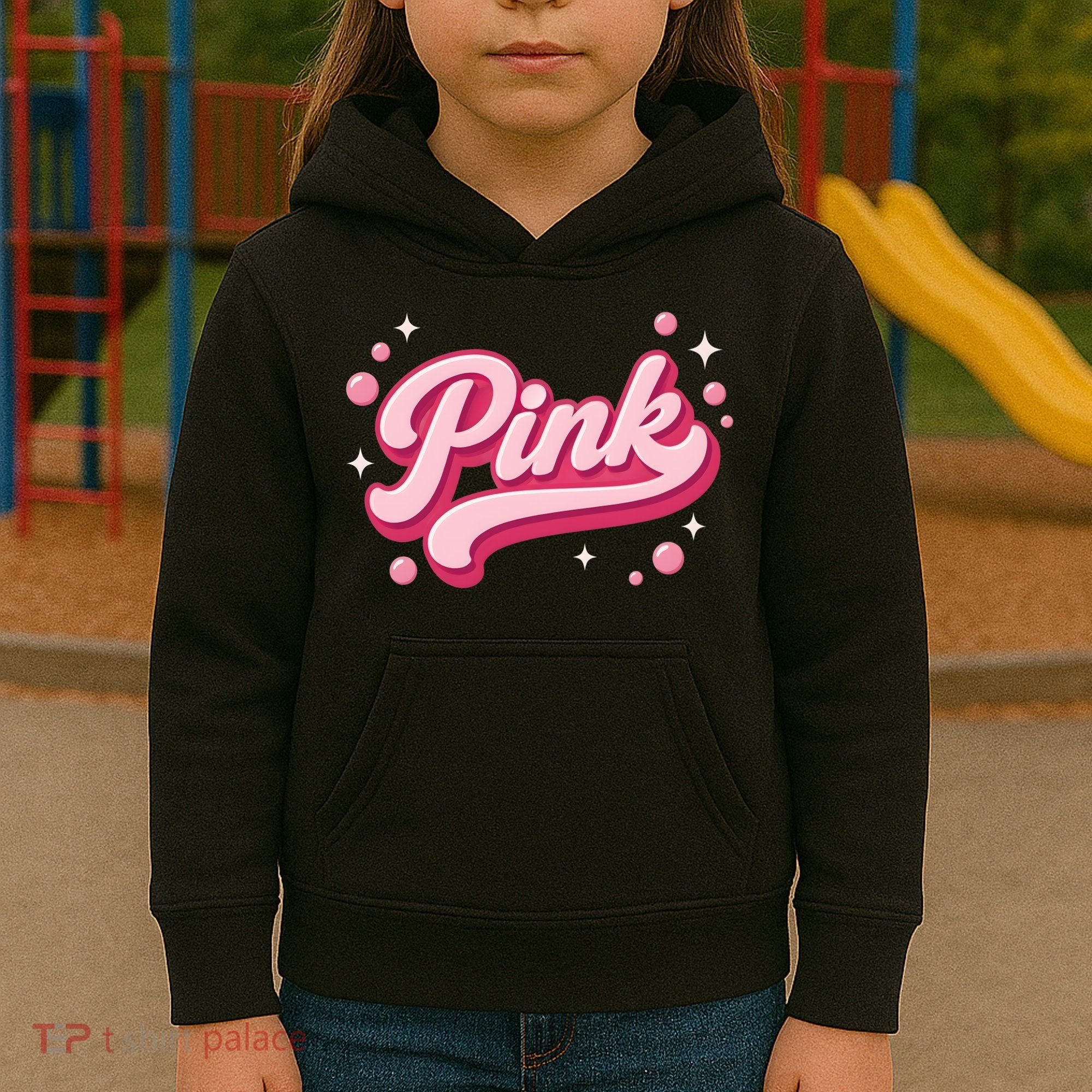 Cute Pink Bubble Logo Kids Hoodie