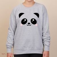 Cute Panda Bear Black & White Kawaii Cartoon Animal Face Women's Sweatshirt thumb 0