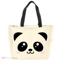 Cute Panda Bear Black & White Kawaii Cartoon Animal Face Tote Bag thumb 0