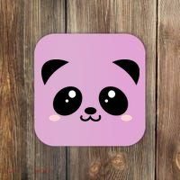 Cute Panda Bear Black & White Kawaii Cartoon Animal Face Coaster thumb 0