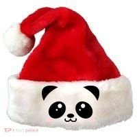 Cute Panda Bear Black & White Kawaii Cartoon Animal Face Santa Hat thumb 0