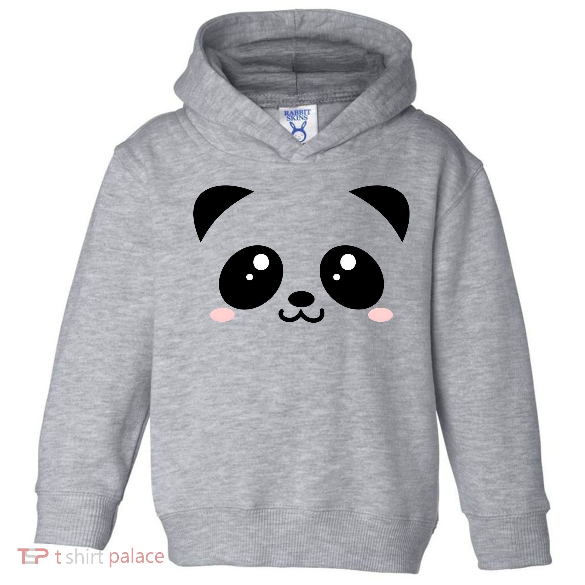 Cute Panda Bear Black & White Kawaii Cartoon Animal Face Toddler Hoodie