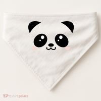 Cute Panda Bear Black & White Kawaii Cartoon Animal Face USA-Made Doggie Bandana thumb 0
