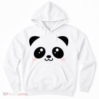 Cute Panda Bear Black & White Kawaii Cartoon Animal Face Hoodie thumb 0