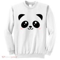 Cute Panda Bear Black & White Kawaii Cartoon Animal Face Sweatshirt thumb 0