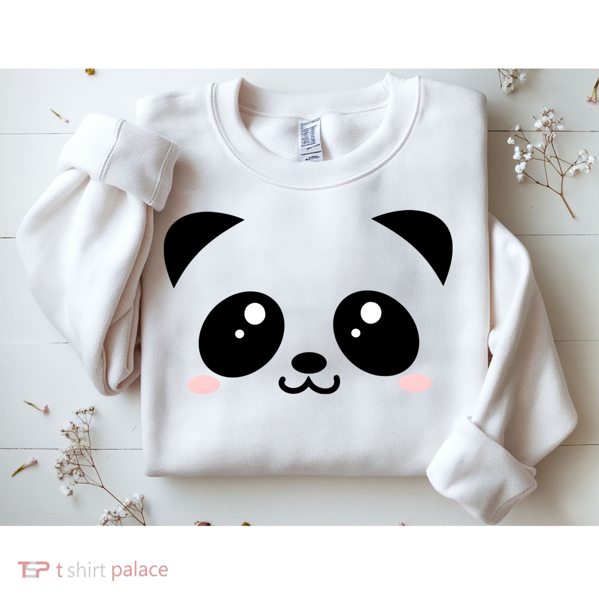 Cute Panda Bear Black & White Kawaii Cartoon Animal Face Sweatshirt