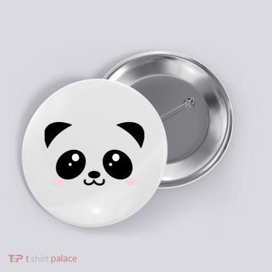 Cute Panda Bear Black & White Kawaii Cartoon Animal Face Button