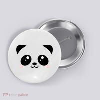 Cute Panda Bear Black & White Kawaii Cartoon Animal Face Button thumb 0