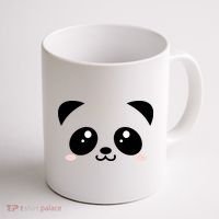 Cute Panda Bear Black & White Kawaii Cartoon Animal Face Coffee Mug thumb 1