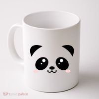 Cute Panda Bear Black & White Kawaii Cartoon Animal Face Coffee Mug thumb 0
