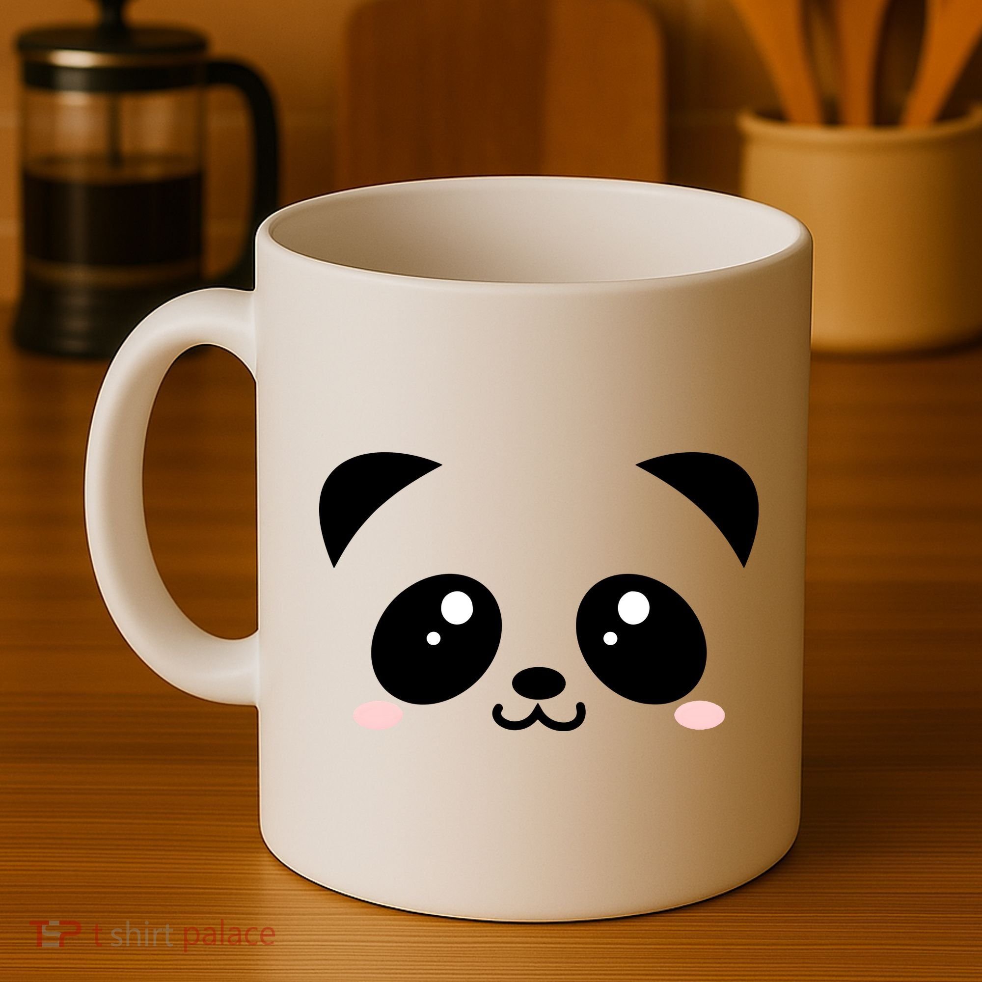 Cute Panda Bear Black & White Kawaii Cartoon Animal Face Coffee Mug