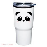 Cute Panda Bear Black & White Kawaii Cartoon Animal Face Tumbler thumb 0