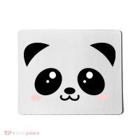 Cute Panda Bear Black & White Kawaii Cartoon Animal Face Mousepad thumb 0