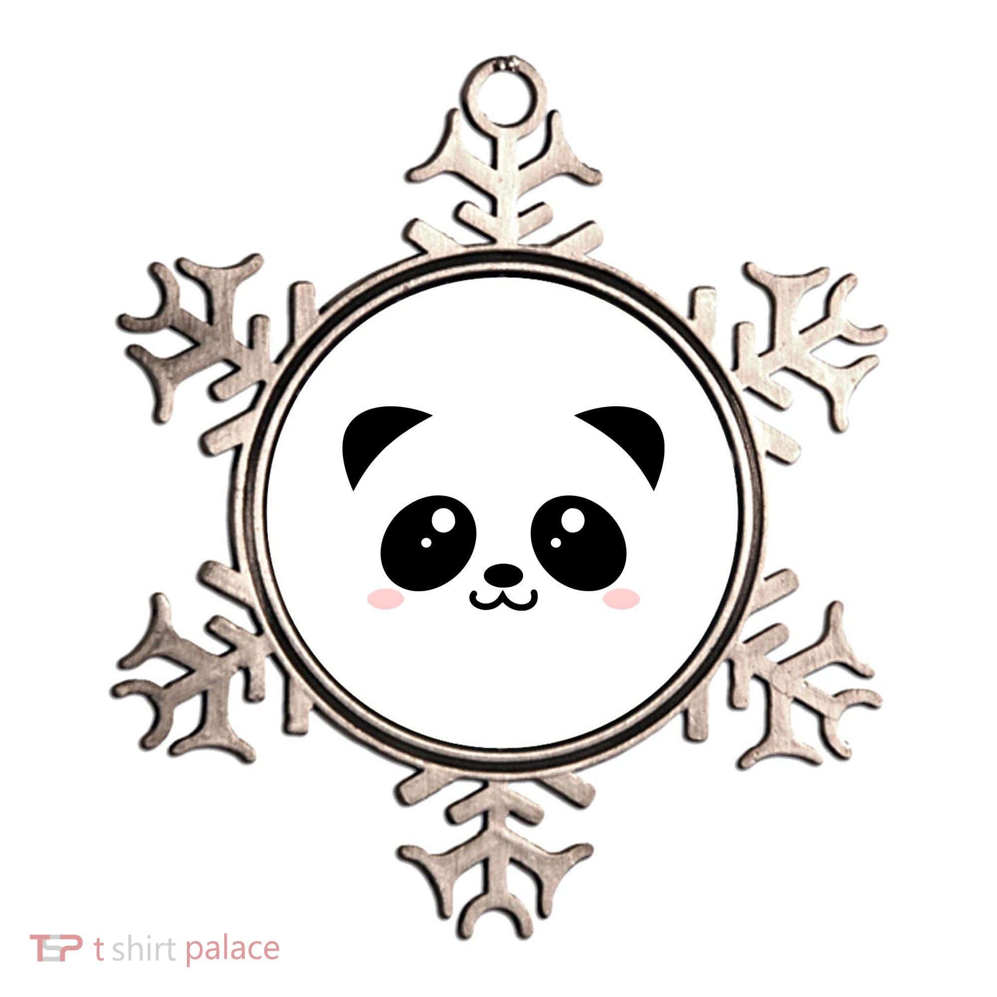Cute Panda Bear Black & White Kawaii Cartoon Animal Face Ornament