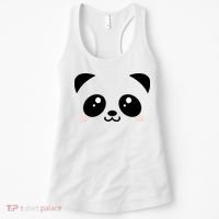 Cute Panda Bear Black & White Kawaii Cartoon Animal Face Women's Tank Top thumb 0