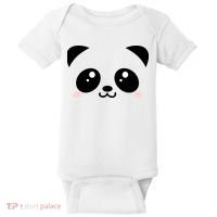 Cute Panda Bear Black & White Kawaii Cartoon Animal Face Baby Bodysuit thumb 0