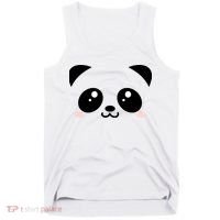 Cute Panda Bear Black & White Kawaii Cartoon Animal Face Tank Top thumb 0