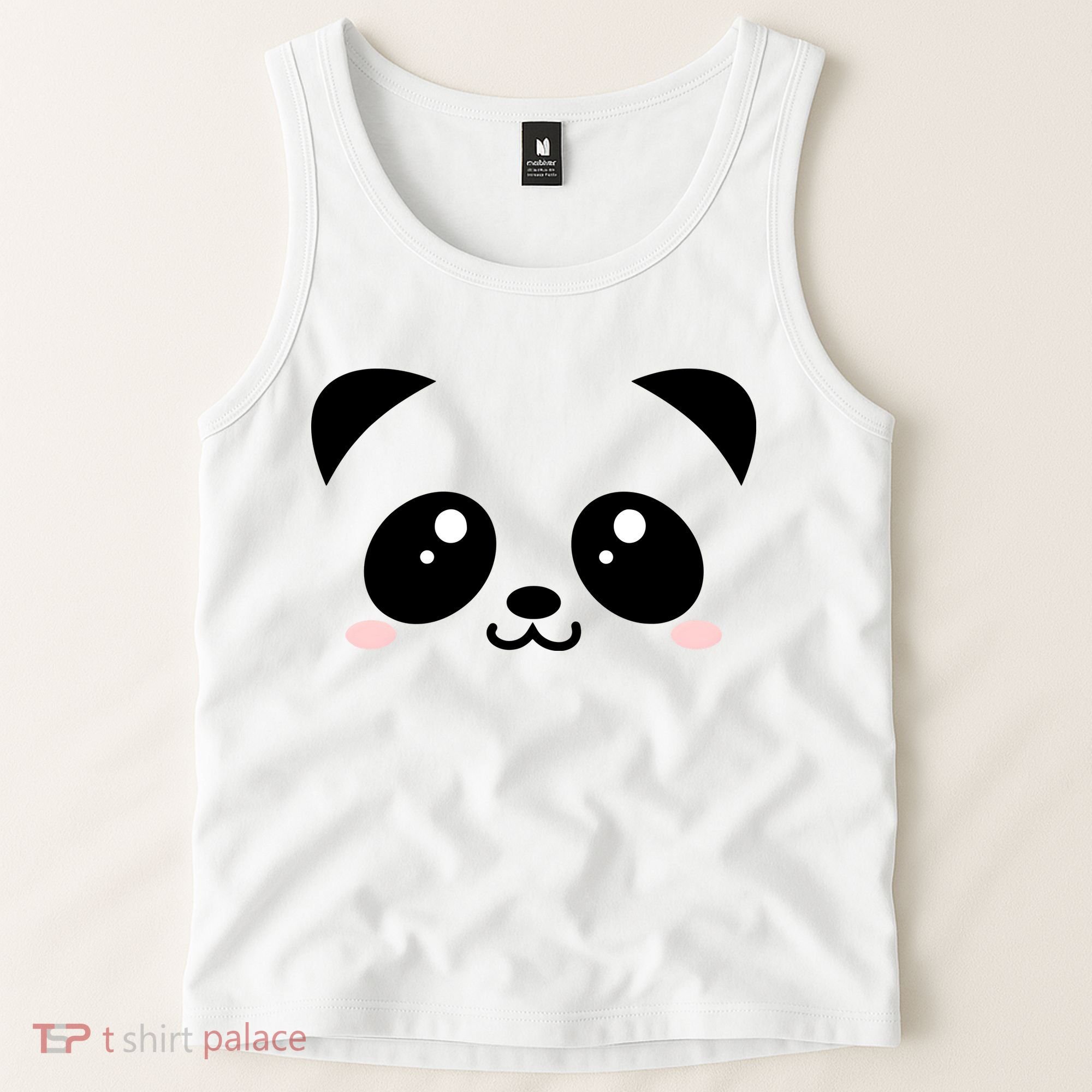 Cute Panda Bear Black & White Kawaii Cartoon Animal Face Tank Top