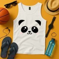 Cute Panda Bear Black & White Kawaii Cartoon Animal Face Tank Top thumb 4