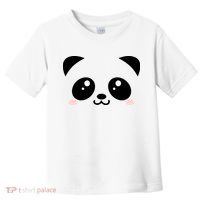 Cute Panda Bear Black & White Kawaii Cartoon Animal Face Toddler T-Shirt thumb 0