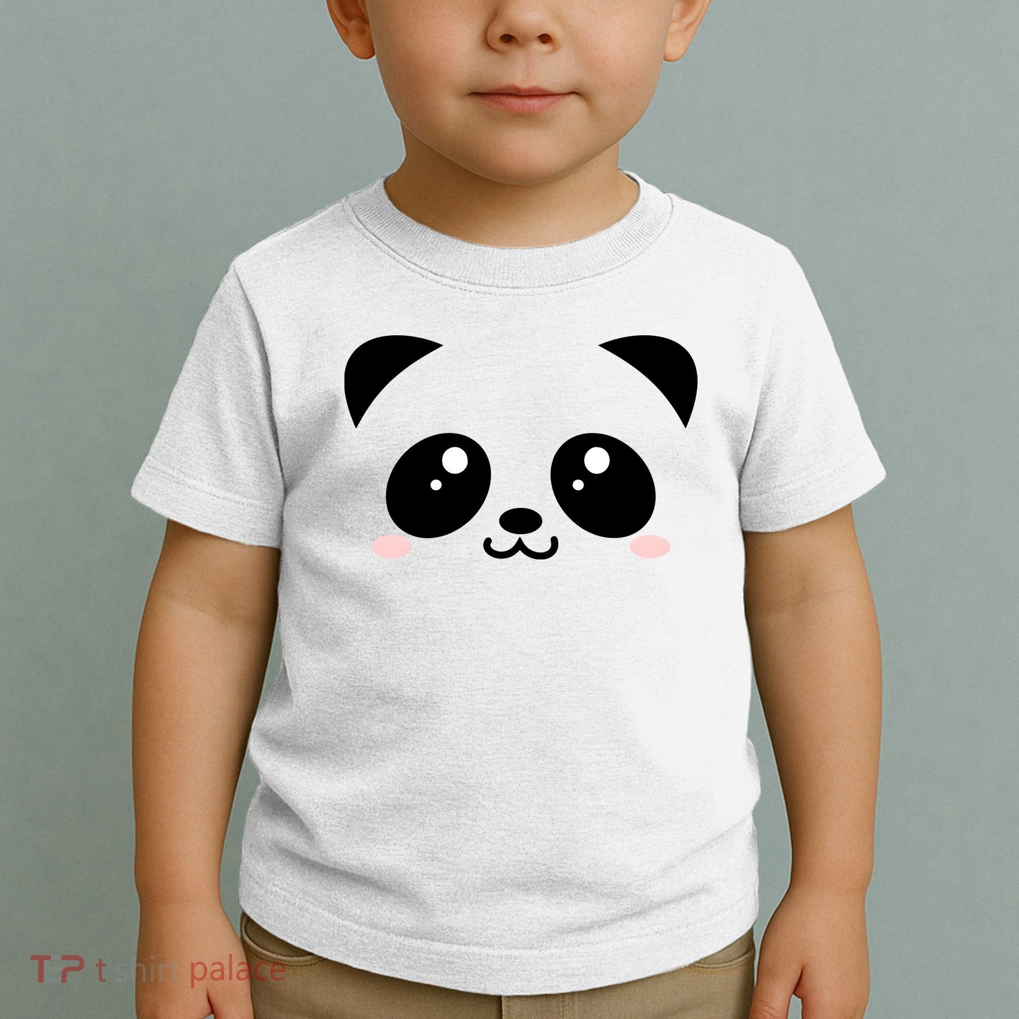 Cute Panda Bear Black & White Kawaii Cartoon Animal Face Toddler T-Shirt