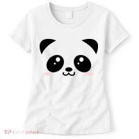 Cute Panda Bear Black & White Kawaii Cartoon Animal Face Women's T-Shirt thumb 0