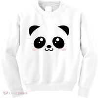 Cute Panda Bear Black & White Kawaii Cartoon Animal Face Kids Sweatshirt thumb 0