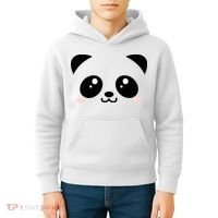 Cute Panda Bear Black & White Kawaii Cartoon Animal Face Kids Hoodie thumb 4