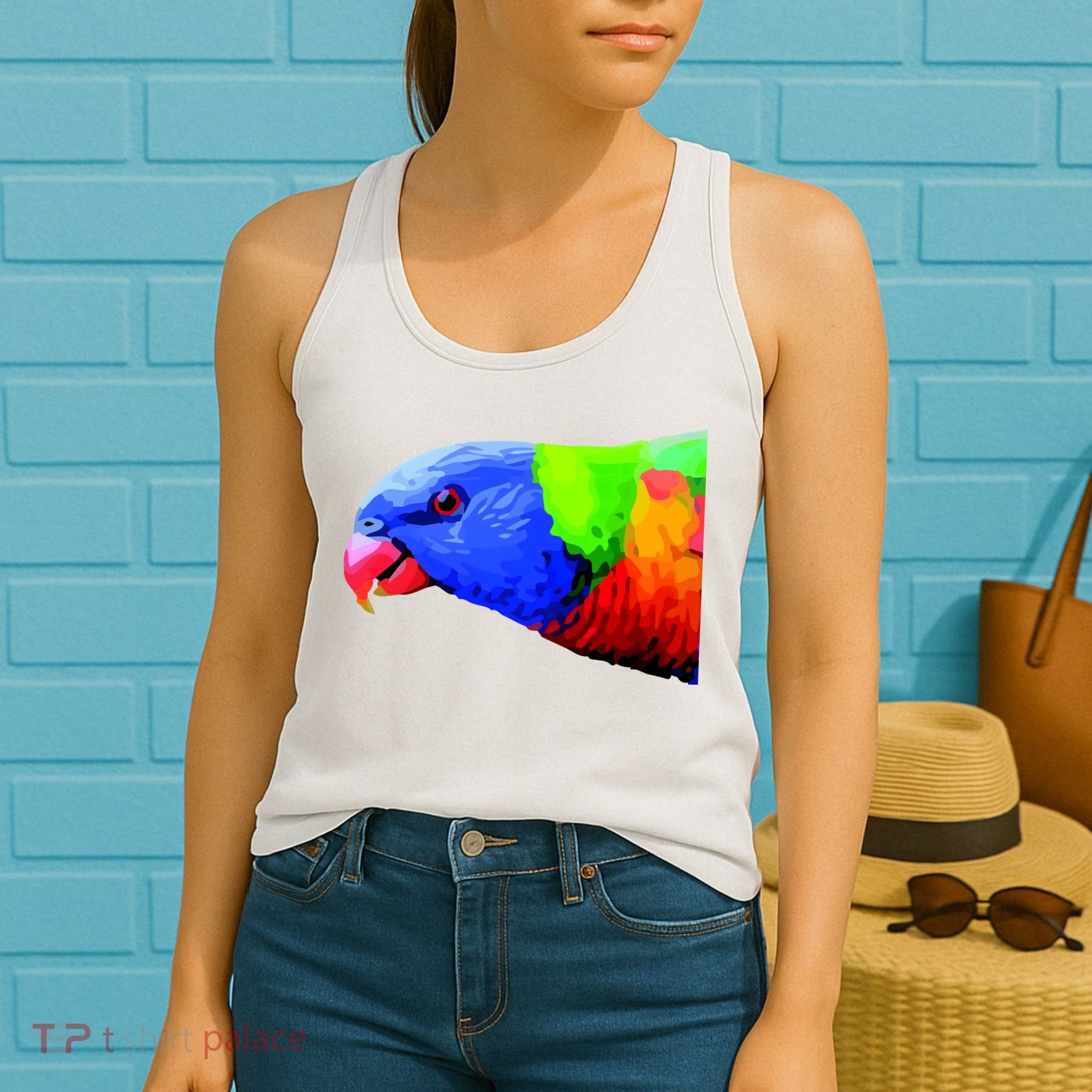 Cool Parrot Bird Funny Side Action Women's Tank Top