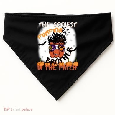 Coolest Pumpkin Brother In The Patch Halloween Gift USA-Made Doggie Bandana