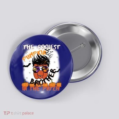 Coolest Pumpkin Brother In The Patch Halloween Gift Button