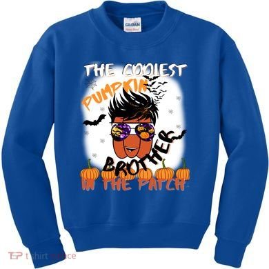 Coolest Pumpkin Brother In The Patch Halloween Gift Kids Sweatshirt