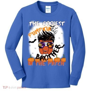 Coolest Pumpkin Brother In The Patch Halloween Gift Kids Long Sleeve Shirt